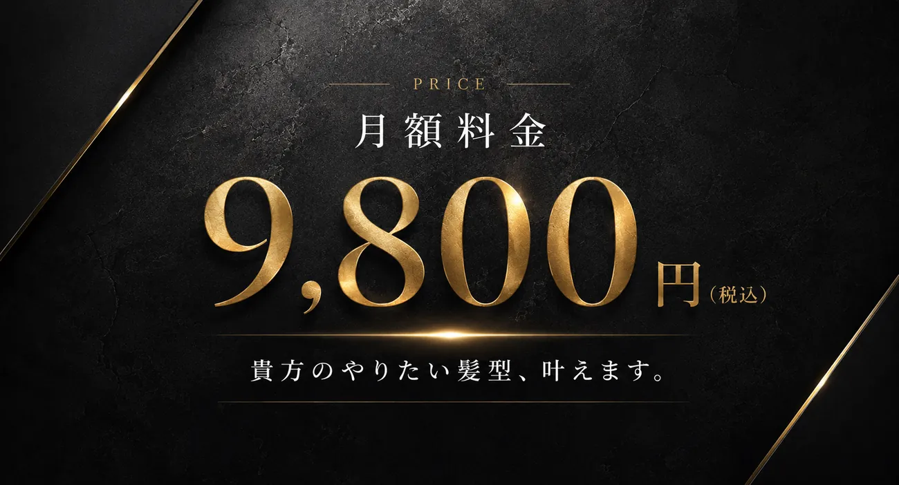 月額料金 9,800円（税込）｜貴方のやりたい髪型、叶えます。